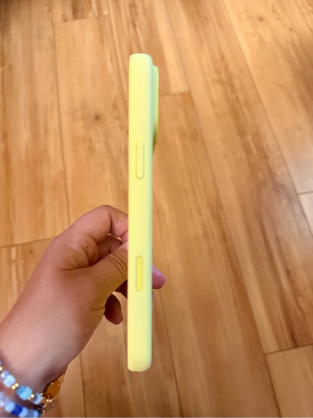 Apple Silicone iPhone Case in neon yellow. iPhone 17 pro max